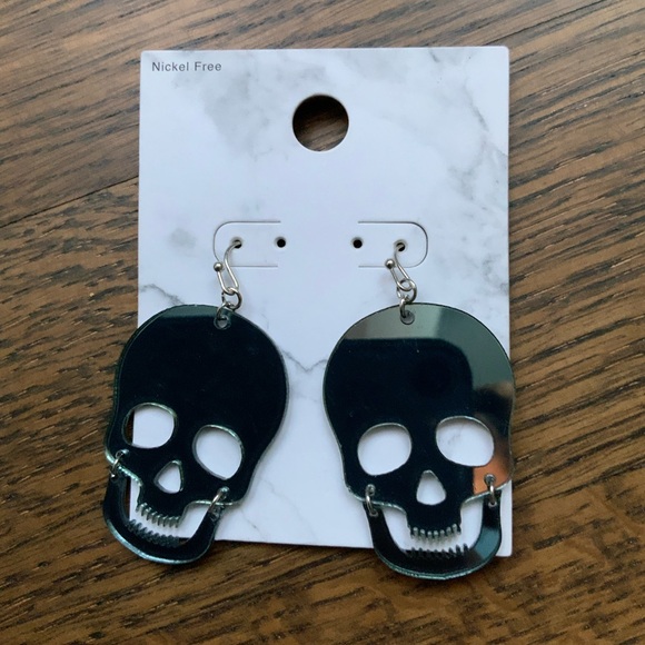 Mirrored Skeleton Statement Dangle Earrings Silver BRAND NEW Jewellery Women’s - Picture 4 of 11